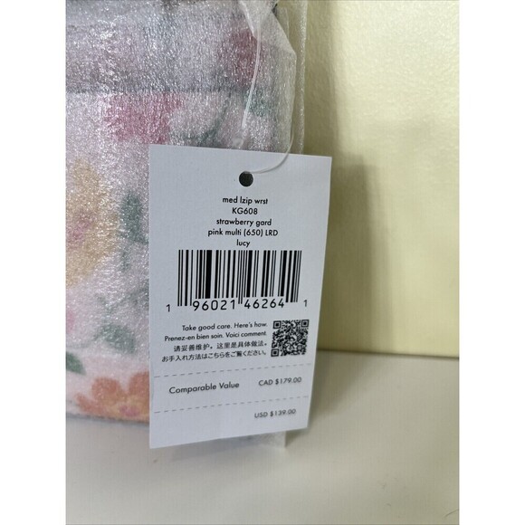 Kate Spade Strawberry Garden Medium L-Zip Wristlet MSRP $139 NWT - Picture 5 of 13